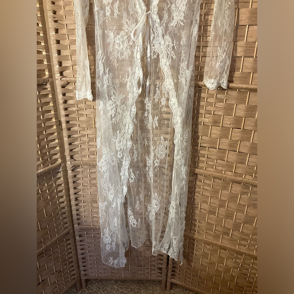 Sheer Lace Long Cardigan - Picture 4 of 7